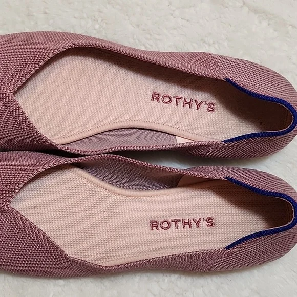 Rothy's The Flat Begonia Pink Knit Fabric Slip On Ballet Flats Bubble Gum Sz 9 - Picture 10 of 16
